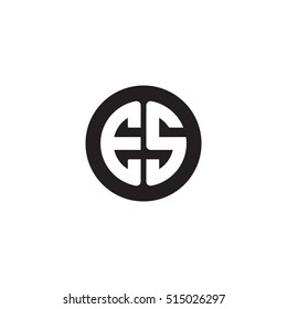 Initial letters ES circle shape monogram black simple logo