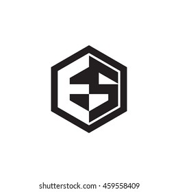 Initial letters ES negative space hexagon shape monogram logo