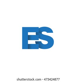 Initial letters ES overlapping fold logo blue