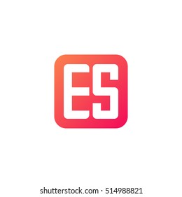 Initial letters ES rounded square shape red orange simple logo
