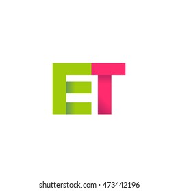 Initial letters ET overlapping fold logo green magenta