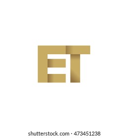 Initial letters ET overlapping fold logo brown gold