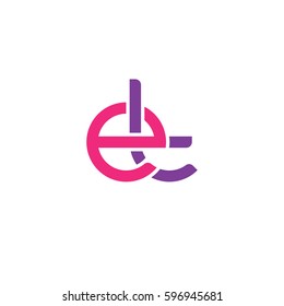 Initial letters et, round linked chain shape lowercase logo modern design pink purple