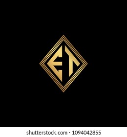 Initial letters ET TE diamond shape monogram logo