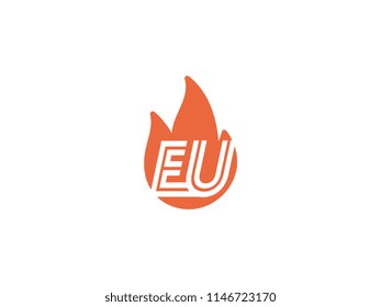 Initial letters EU in fire. Logo vector