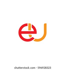Initial letters eu, round linked chain shape lowercase logo modern design red orange