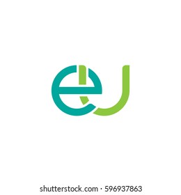 Initial letters eu, round linked chain shape lowercase logo modern design modern green