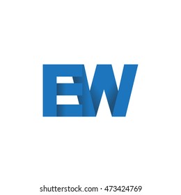 Initial letters EW overlapping fold logo blue