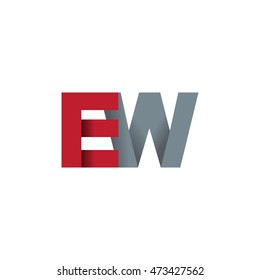 Initial letters EW overlapping fold logo red gray