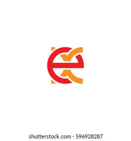 Initial letters ex, round linked chain shape lowercase logo modern design red orange