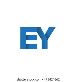 Initial letters EY overlapping fold logo blue