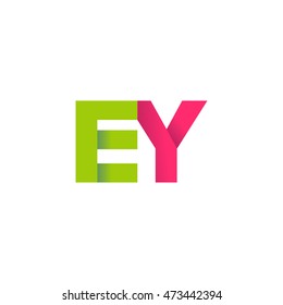 Initial letters EY overlapping fold logo green magenta