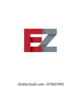 Initial letters EZ overlapping fold logo red gray