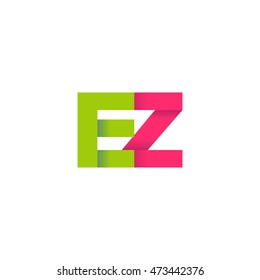 Initial letters EZ overlapping fold logo green magenta