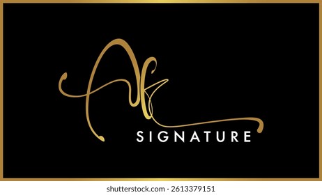 Initial letters A F AF vector signature Logo Template, Bold cursive stylish brush typography letters AF, Luxury Golden. Gold Isolated on black background.