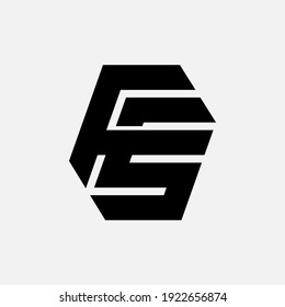 Letras iniciales F, S, FS o SF solapadas, interbloqueadas, logotipo de monograma, color negro sobre fondo blanco