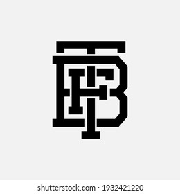 Initial letters F, T, B, FTB, FBT, TFB, TBF, BFT or BTF overlapping, interlock, monogram logo, black color on white background