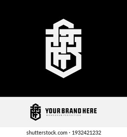 Initial letters F, T, B, FTB, FBT, TFB, TBF, BFT or BTF overlapping, interlock, monogram logo, white color on black background