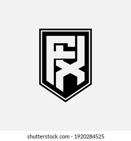 Initial letters F, X, FX or XF overlapping, interlock, monogram logo, white and black color on white background