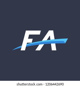 Initial letters FA illustrations designs with swoosh vector for company logo.