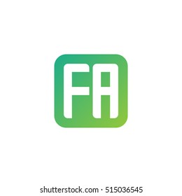 Initial letters FA rounded square shape green simple logo