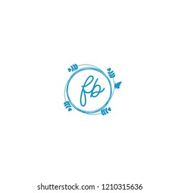 initial letters fb beauty spa logo design, with flower, love and butterfly illustration
