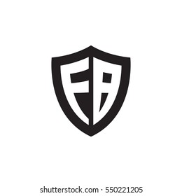Initial letters FB, EB, shield shape black monogram logo