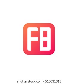 Initial letters FB rounded square shape red orange simple logo