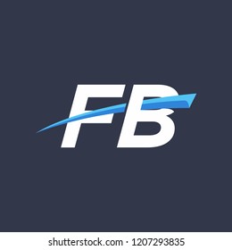 Initial letters FB vector illustrations designs with overlapping swoosh for company logo on black dark blue background.