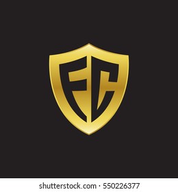Initial letters FC, EC, shield shape gold logo