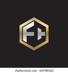 Initial letters FC negative space hexagon shape logo silver gold