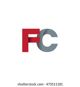 Initial letters FC overlapping fold logo red gray