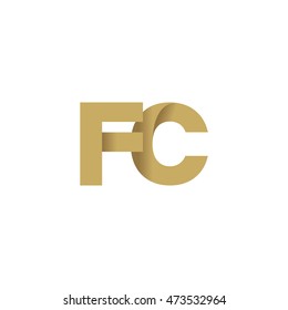 Initial letters FC overlapping fold logo brown gold