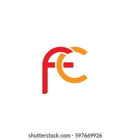 Initial letters fc, round linked chain shape lowercase logo modern design red orange