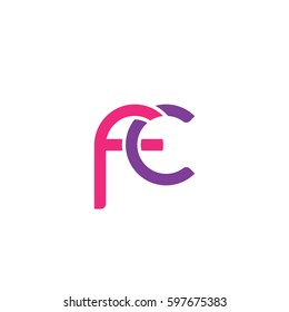 Initial letters fc, round linked chain shape lowercase logo modern design pink purple