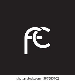 Initial letters fc, round linked chain shape lowercase logo modern design white black background