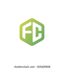 Initial letters FC rounded hexagon shape green simple modern logo