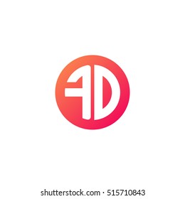 Initial letters FD circle shape red orange simple logo