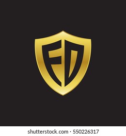 Initial letters FD, ED, FO, EO, shield shape gold logo