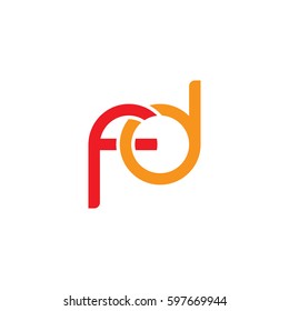 Initial letters fd, round linked chain shape lowercase logo modern design red orange