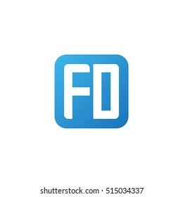 Initial letters FD rounded square shape blue simple logo