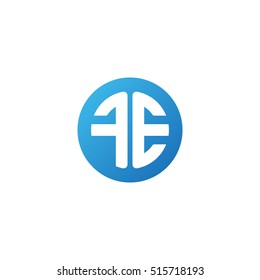 Initial letters FE circle shape blue simple logo