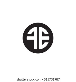 Initial letters FE circle shape monogram black simple logo