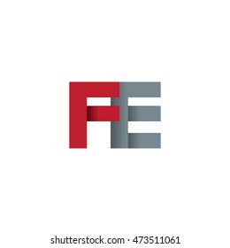 Initial letters FE overlapping fold logo red gray