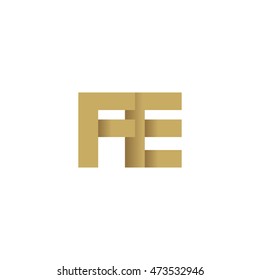 Initial letters FE overlapping fold logo brown gold