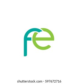 Initial letters fe, round linked chain shape lowercase logo modern design modern green
