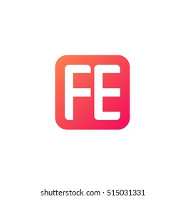 Initial letters FE rounded square shape red orange simple logo