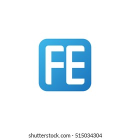 Initial letters FE rounded square shape blue simple logo