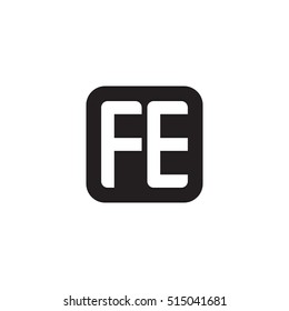 Initial letters FE rounded square shape monogram black simple logo