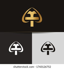 Initial letters FF linked monogram logo vector. Gold logo monogram with two overlap letters isolated on black background.